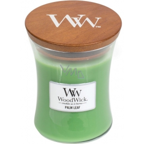 Woodwick Palm leaf - Palmový list vonná sviečka s dreveným knôtom a viečkom sklo stredná 275 g