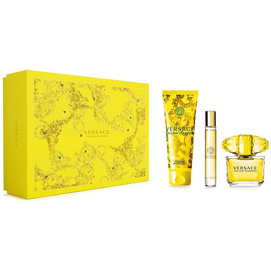 Versace Yellow Diamond toaletná voda pre ženy 90 ml + toaletná voda roller 10 ml + sprchový gél 150 ml, darčeková sada