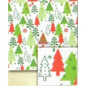 Nekupto Darčekový baliaci papier 70 x 500 cm Vianočné Biely, zelenej a červenej stromčeky
