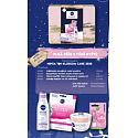 Nivea Blossom Care micelárna voda 200 ml + telové suflé 200 ml + pleťová maska 1 kus + Labello Soft Rosé balzam na pery 4,8 g + plechová krabička, kozmetická sada