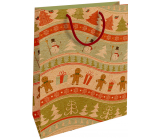 Nekupto Darčeková Kraftová taška 28 x 37 cm Vianočný Perníčky, snehuliaci 606 WKHL