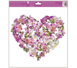 Okenné fólie bez lepidla Srdce z kvetov Orchidea 30 x 33,5 cm