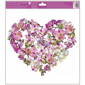 Okenné fólie bez lepidla Srdce z kvetov Orchidea 30 x 33,5 cm