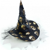 Rappa Halloween Klobúk čarodejnícky s lebkami pre dospelých 40 cm