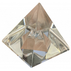 Sklenená pyramída v pyramíde 50 mm krištáľ - sklenené ťažítko