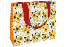 Nekupto Darčeková papierová taška 23 x 17,5 x 10 cm Oranžové kvety