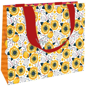 Nekupto Darčeková papierová taška 23 x 17,5 x 10 cm Oranžové kvety