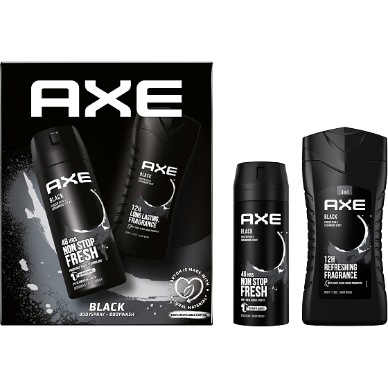 Axe Black sprchový gél 250 ml + dezodorant v spreji 150 ml, kozmetická sada pre mužov