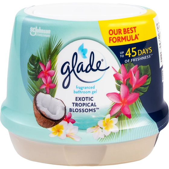 Glade Exotic Tropical Blossoms vonný gel do kúpeľne, 180 g