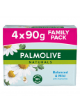 Palmolive Naturals Balanced & Mild tuhé toaletné mydlo 3 + 1 kus 90 g