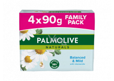 Palmolive Naturals Balanced & Mild tuhé toaletné mydlo 3 + 1 kus 90 g