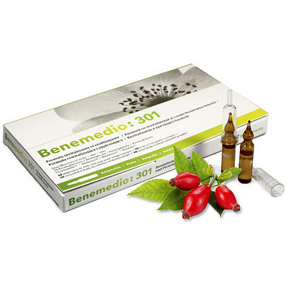 Benemedio 301 Omladzujúci sérum s Vitamínom C pre tvár a dekolt 10 ampuliek 2ml