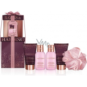 Baylis & Harding Polnočná slivka a Divoká ostružina umývací gél 100 ml + sprchový krém 100 ml + telové mlieko 50 ml + krém na ruky 50 ml + kryštáliky do kúpeľa 25 g + žinka, kozmetická sada