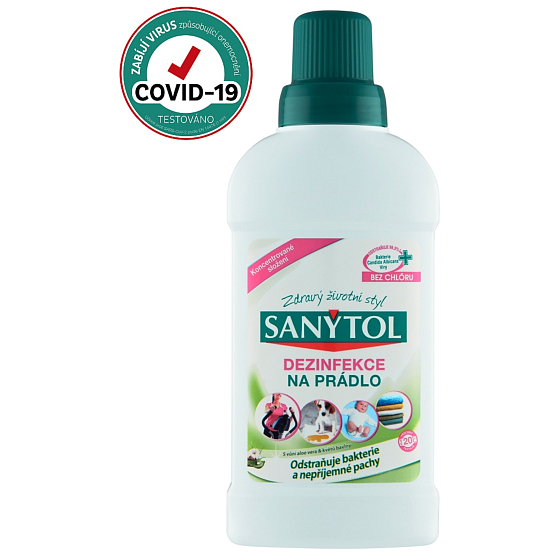 Sanytol Aloe Vera a kvety bavlny dezinfekcia na biele aj farebné prádlo a práčky 500 ml