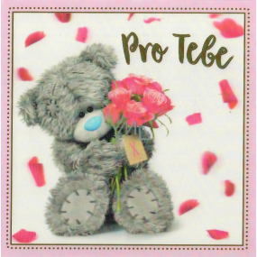 Me To You Blahoželania do obálky 3D Pre Teba Medvedík s ružovými ružami 15 x 15 cm