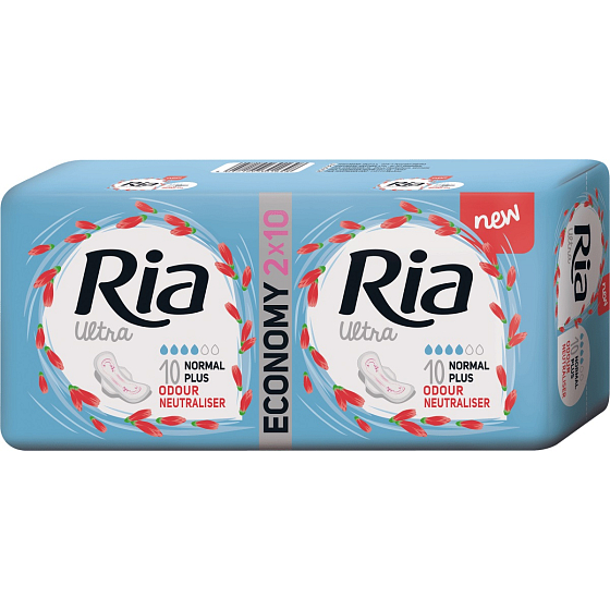 Ria Ultra Normal Plus Odour Neutraliser ultra tenké hygienické vložky s krídelkami 2 x 10 kusov