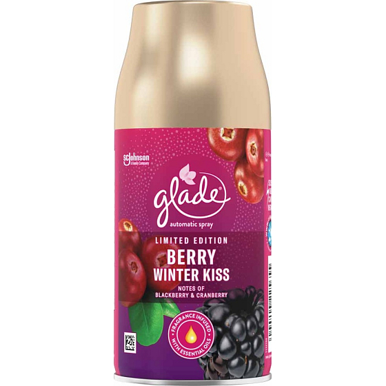 Glade Berry Winter Kiss automatický osviežovač vzduchu s vôňou černíc a brusníc, náhradná náplň sprej 269 ml