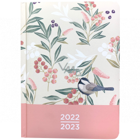 Albi Týždenný diár 18 mesiacov 2022 - 2023 Kvety a vták 12,5 cm x 17 cm x 1,3 cm
