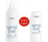 Ziaja Sensitive Skin krémový mycí gel pro citlivou pokožku 400 ml + Sensitive Skin enzymatický peeling pro citlivou pleť 60 ml, duopack