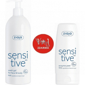 Ziaja Sensitive Skin krémový umývací gél na citlivú pleť 400 ml + Sensitive Skin enzymatický peeling na citlivú pleť 60 ml, duopack