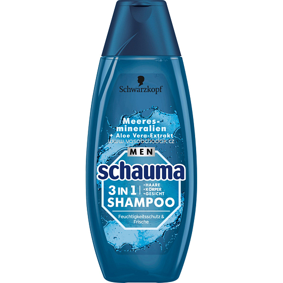 Schauma Men Sea Minerals 3v1 šampón na vlasy, tvár a telo pre mužov 350 ml