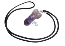Ametyst Penis amulet pro plodnost, přívěsek přírodní kámen ručně broušený 3 cm, kámen králů a biskupů