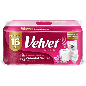 VELVET toaletný papier RITUAL S VÔŇOU 3vr./150 útr./18,3 m 16 rolí