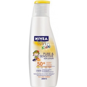Nivea Sun Kids Pure & Sensitive OF50+ mlieko na opaľovanie pre deti 200 ml