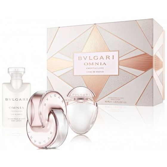 Bvlgari Omnia Crystalline Leau de Parfum parfumovaná voda 60 ml + toaletná voda 15 ml + telové mlieko 40 ml, pre ženy darčeková sada