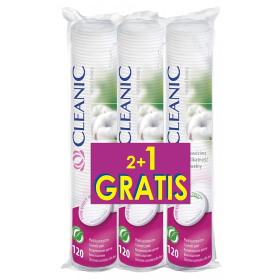 Cleanic Natural Beauty Pure Effect Soft Touch odličovacie tampóny 3 x 120 kusov