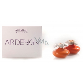 Millefiori Milano Air Design Difuzér kvetina nádobka pre vzlínaniu vône pomocou porézny vrchnej časti mini oranžová 2 kusy, 80 ml, 7 x 6 cm