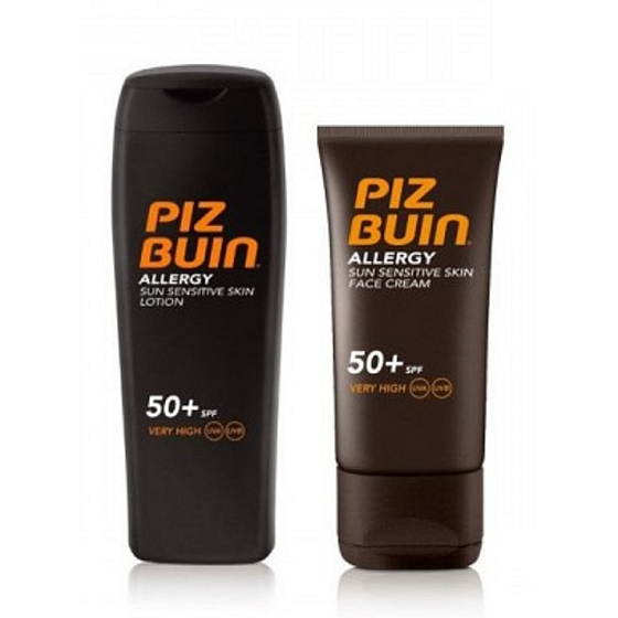 Piz Buin Allergy SPF50 mlieko na opaľovanie predchádza vzniku slnečnej alergie 200 ml + Allergy SPF50 krém na opaľovanie predchádza vzniku slnečnej alergie 50 ml
