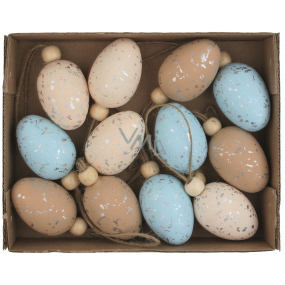 Vajíčka sa leskom plastová na zavesenie 4 cm, 12 kusov v krabičke