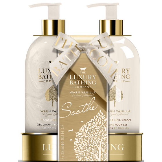 Grace Cole Warm Vanilla & Sweet Almond mydlo na ruky 300 ml + krém na ruky a nechty 300 ml, kozmetická sada pre ženy