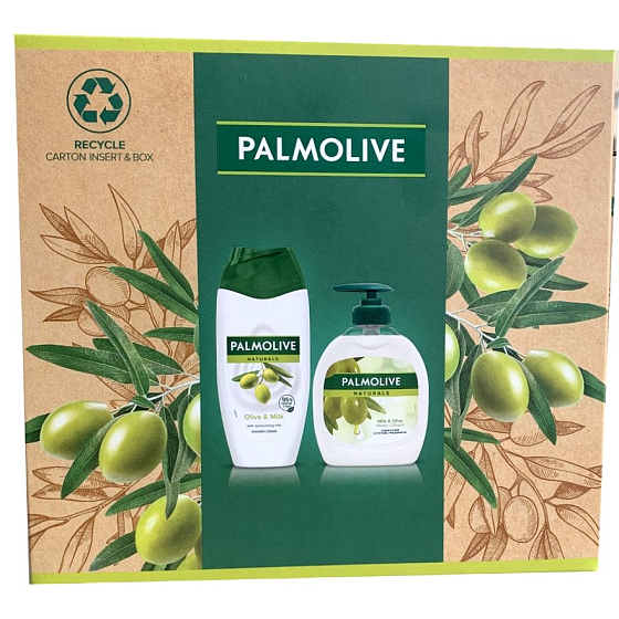 Palmolive Naturals Olive & Milk sprchový krém 250 ml + tekuté mydlo 300 ml, kozmetická sada