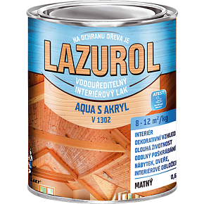 Lazurol Aqua S Akryl mat lak na drevo V1302, 0,6 kg