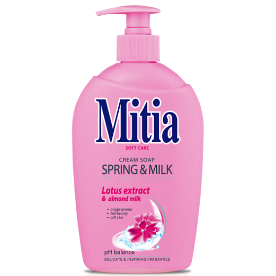Mitia Spring & Milk Lotosové mlieko tekuté mydlo dávkovač 500 ml