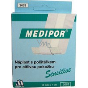 Medipor Sensitive náplasť s vankúšikom 8 cm x 1 m rýchloobväz