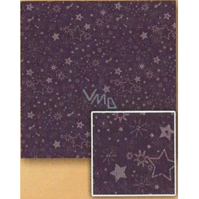 Nekupto Darčekový baliaci papier 70 x 200 cm Vianočný Tmavo fialový, hviezdy