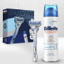 Gillette Skinguard holiaci strojček 1 kus + Skinguard Sensitive gél na holenie 200 ml, kozmetická sada pre mužov