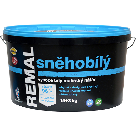 REMAL Snehobiely vysoce biela farba na zeď, 15+3 kg