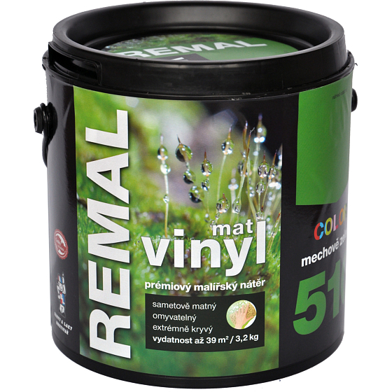 REMAL Vinyl Color mat umývateľná farba na stenu, 510 machovo zelená, 3,2 kg