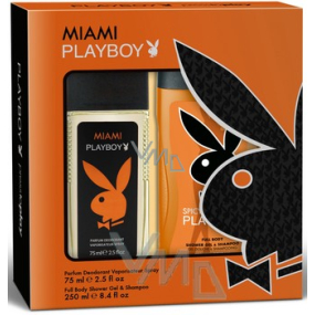 Playboy Miami parfumovaný deodorant sklo pre mužov 75 ml + sprchový gél 250 ml, kozmetická sada
