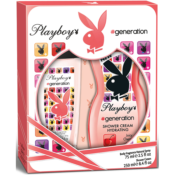 Playboy Generation for Her parfumovaný dezodorant sklo pre ženy 75 ml + sprchový gél 250 ml, darčeková sada