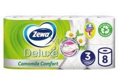 Zewa Deluxe Aqua Tube Camomile Comfort Parfumovaný toaletný papier 150 ks 3-vrstvový 8 ks, splachovací