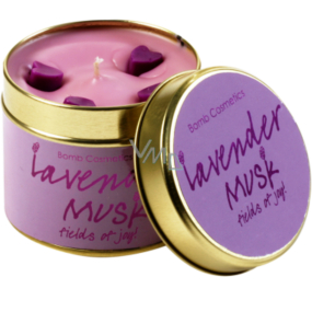 Bomb Cosmetics Levanduľová - Lavender Musk Vonná prírodné, ručne vyrobená sviečka v plechovej dóze horí až 35 hodín