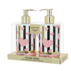 Vivian Gray Love Bomb luxusné tekuté mydlo 250 ml + mlieko na ruky 250 ml, kozmetická sada