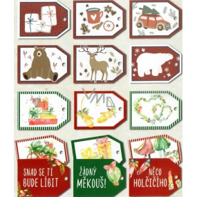 Nekupto Vianočné kartičky na darčeky, rôzne motívy 5,5 x 7,5 cm 6 kusov WF 007