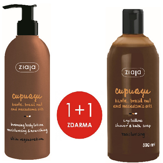 Ziaja Cupuacu bronzujúci telové mlieko 300 ml + kryštalickej mydlo do sprchy a vane 500 ml, duopack