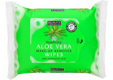 Beauty Formulas Foaming Aloe Vera odličovací pleťové ubrousky s aloe vera a kyselinou hyaluronovou 30 kusů